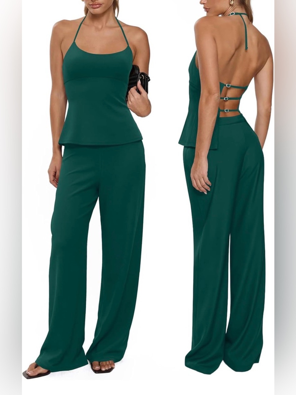 Sexy Backless Halter Top and Pants